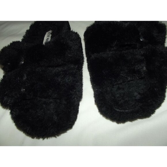 Steve Madden Slippers Womens Size 8 Black Faux Fur Fuzzy Slide House Shoes - Picture 5 of 12